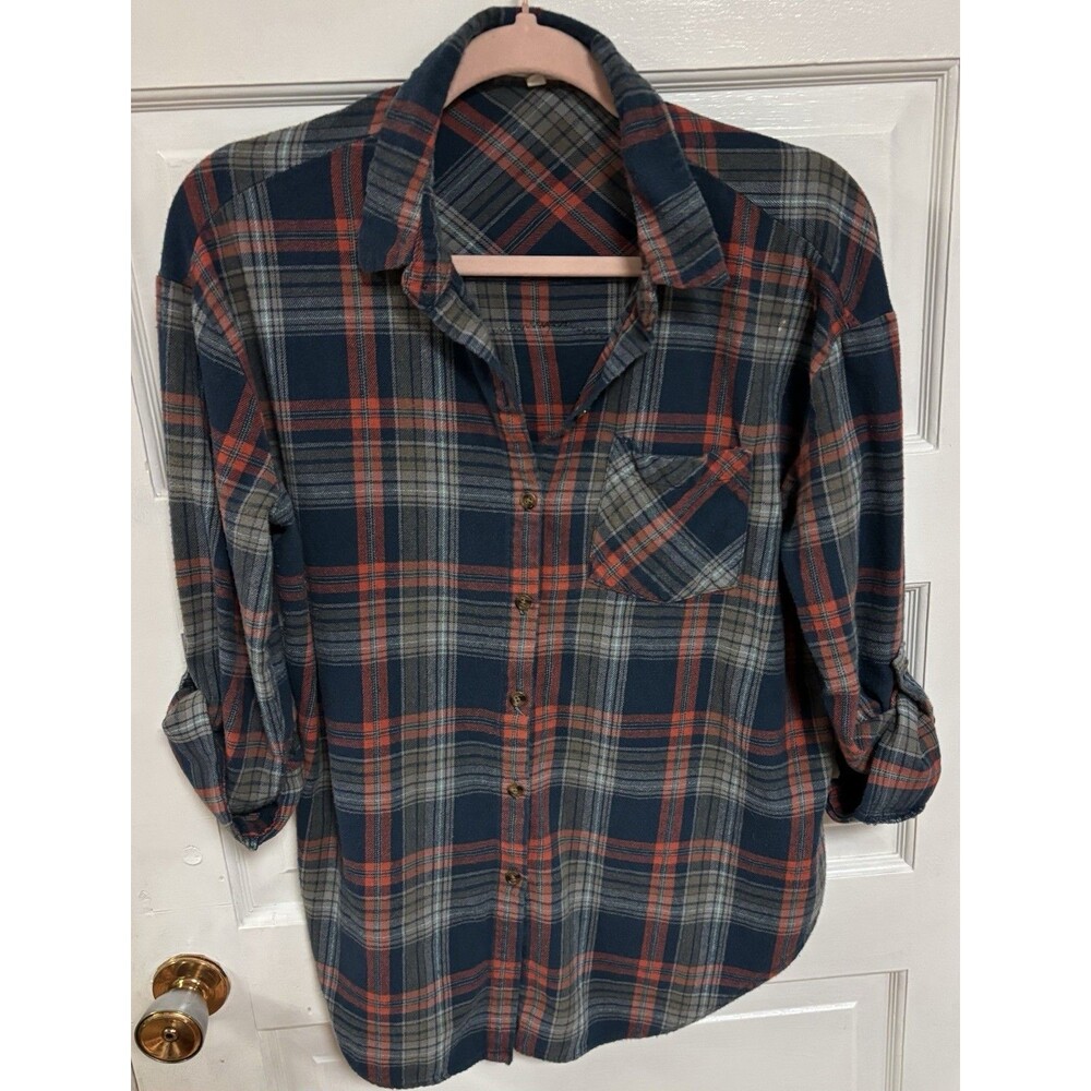 Upcycled Twenty One Pilots Button Down Flannel Top Womens Size Large Grunge Rock - Picture 2 of 13
